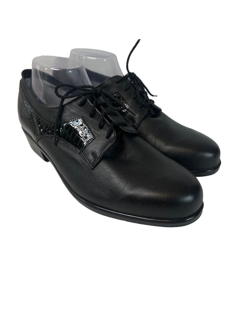 Luftpolster Medical Black Leather Shoes Size Lace Up Oxford Low Heel Size 10.5